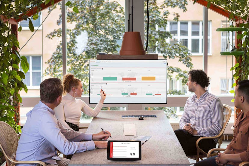 Showing a Flowscape room panel during a ongoing meeting 