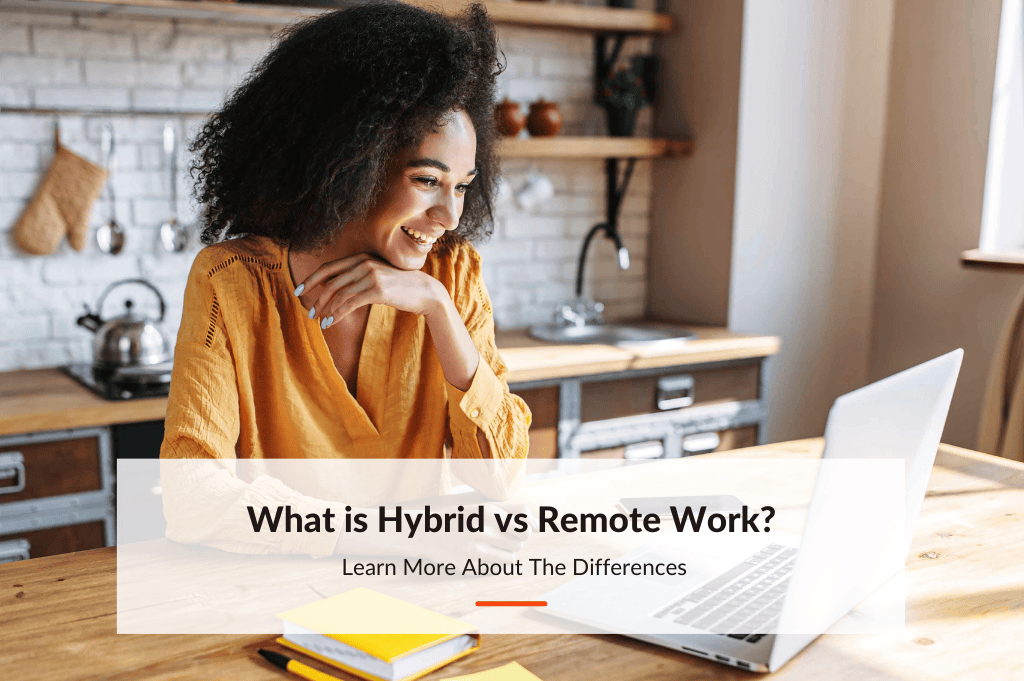 Woman working from home in a Hybrid workplace 